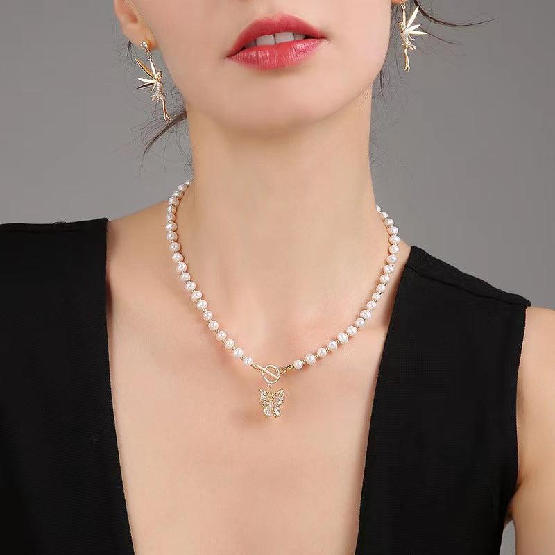 Genuine Freshwater Pearl Butterfly Necklace
