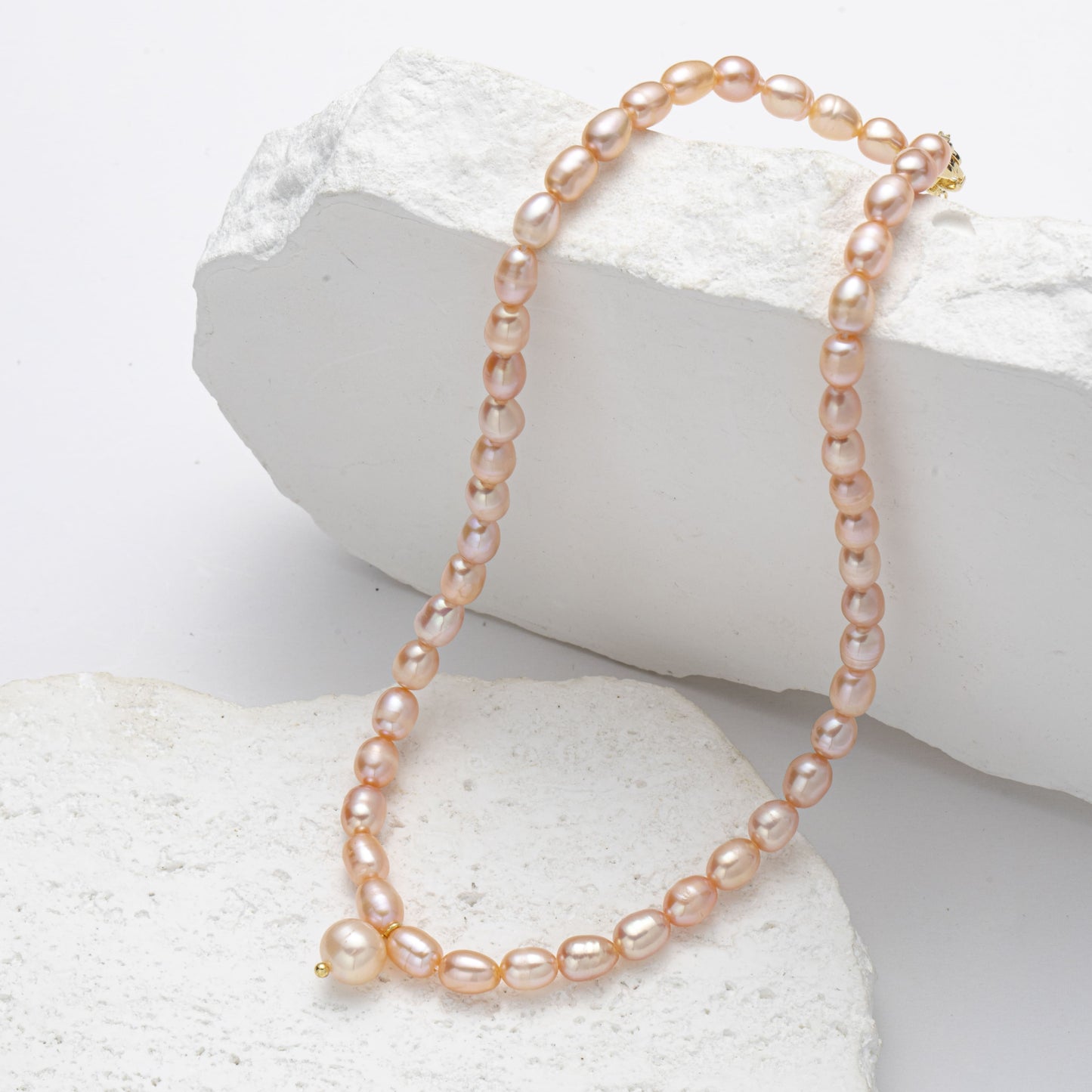 Collar de corazón puro con perlas de agua dulce genuinas
