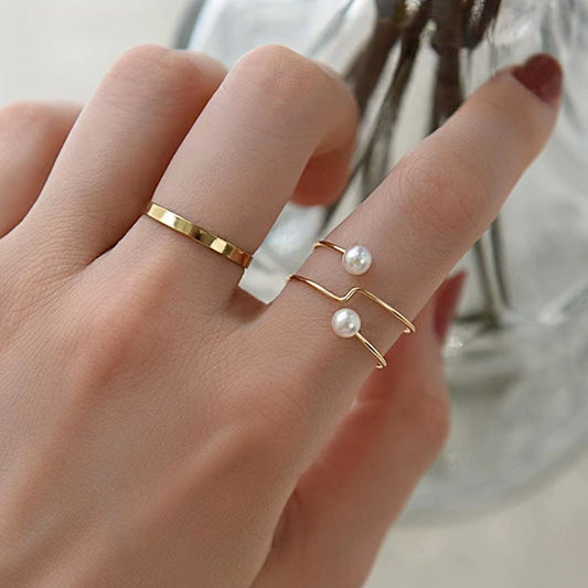 Anillo laberinto de perlas de agua dulce genuinas