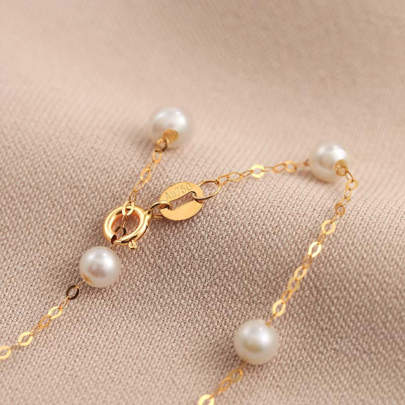 Bracelet en or massif 18 carats avec véritable gypsophile d'eau douce