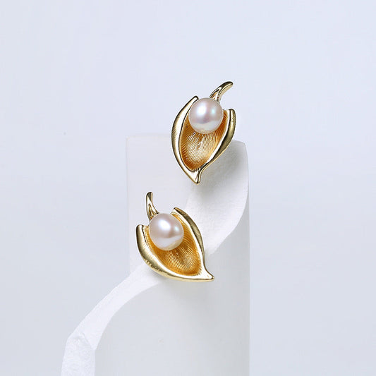 Genuine Freshwater Pearl Leaf Dew Earrings