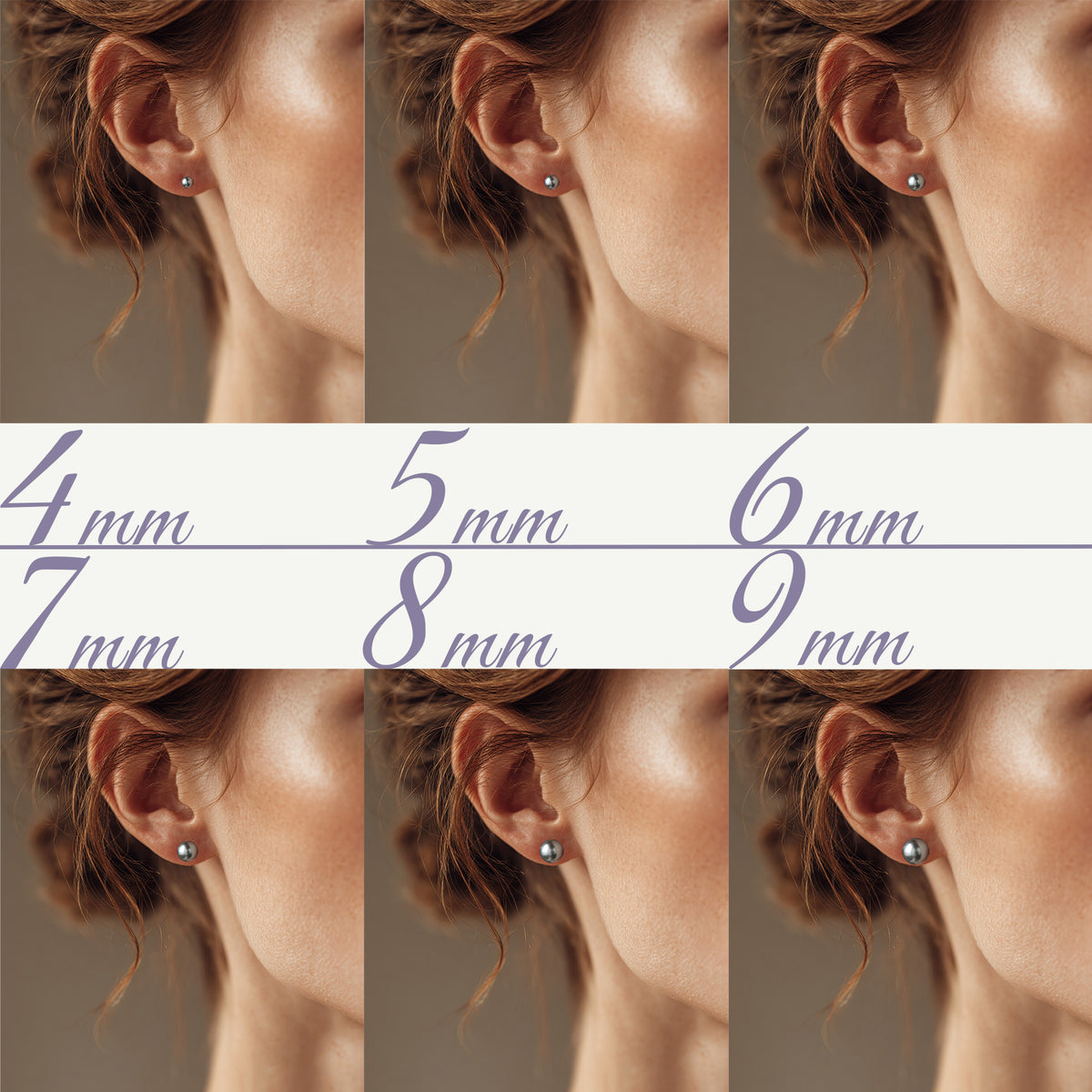 S925 Silver 4-8mm Akoya Madama Round Pearl Stud Earrings