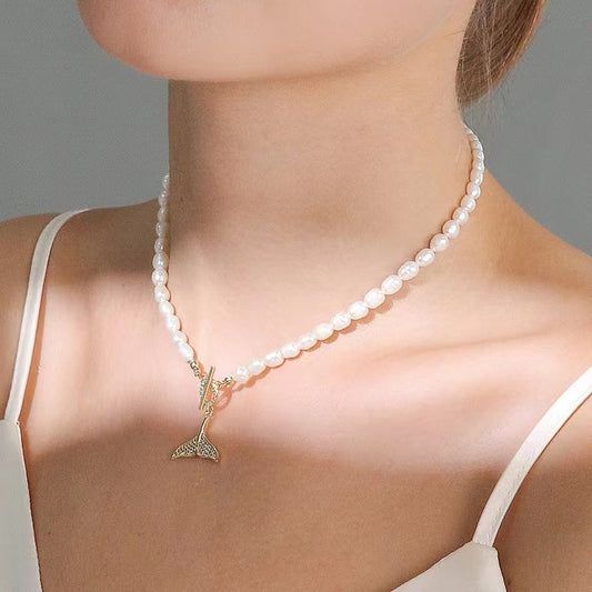 Collier sirène en perles d'eau douce véritables