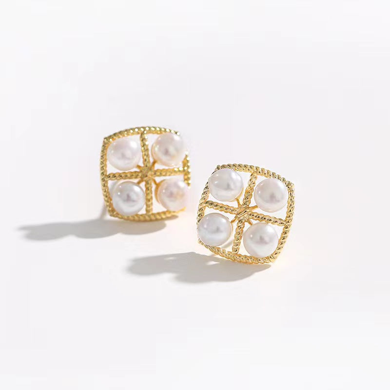Genuine Freshwater Pearl Sunset Window Earrings