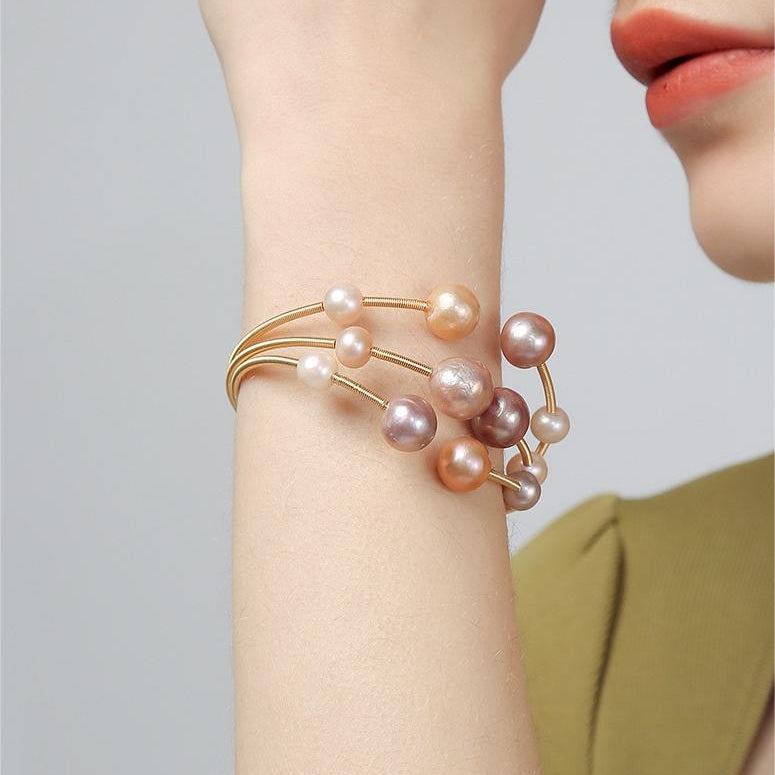Genuine Freshwater Pearl Sky Bracelet - Side Angle View - Elegant Pearl Jewelry by Kikyo Pearl London