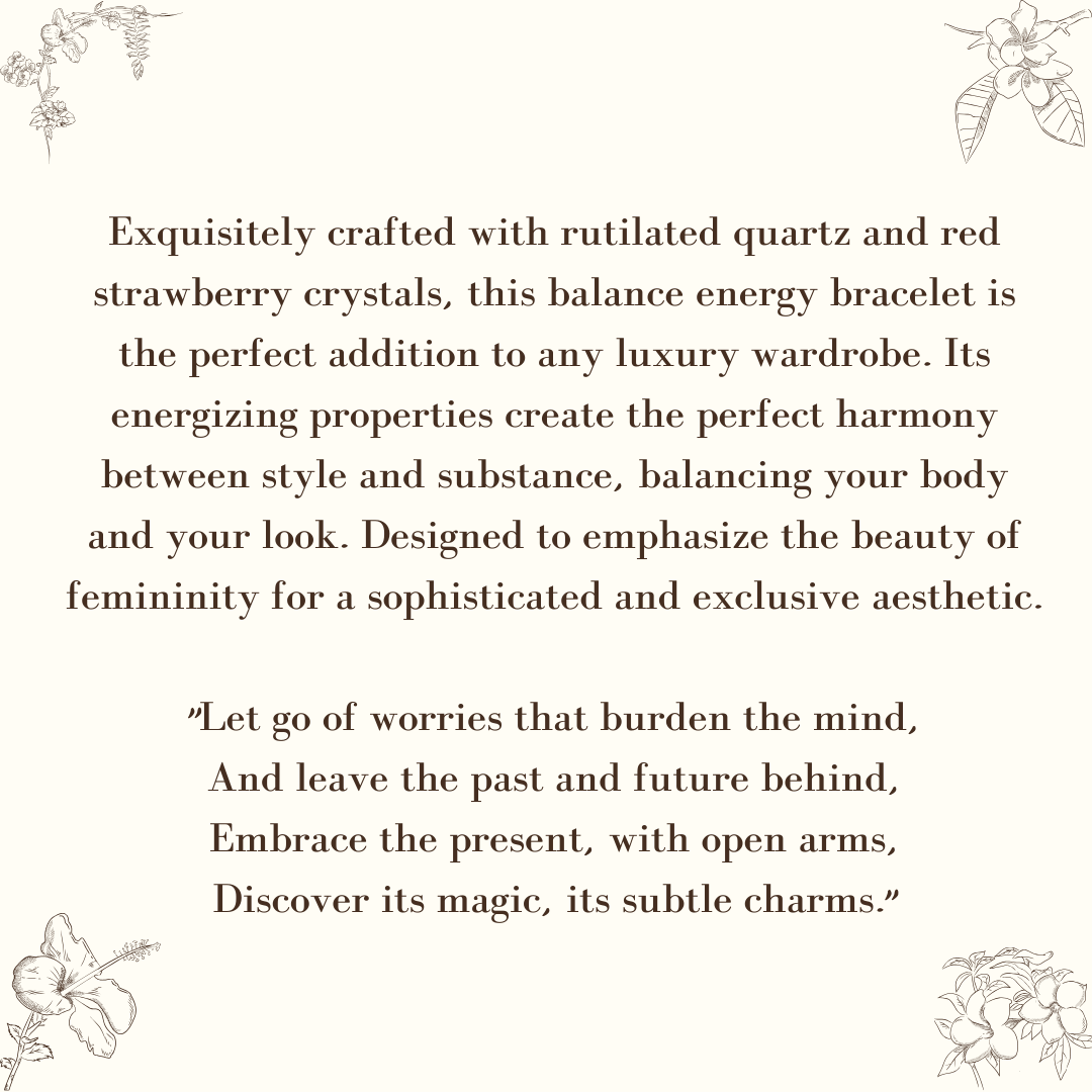 Rutilated Quartz & Red Strawberry Crystal Balance Bracelet