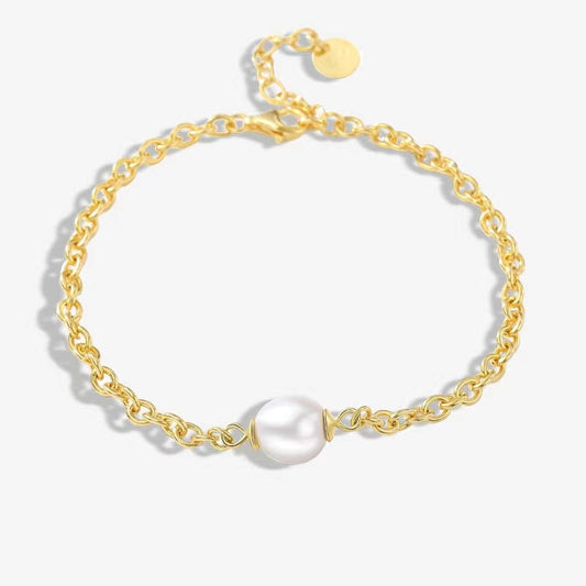 Genuine Baroque Pearl S925 Silver Myth Chain Bracelet