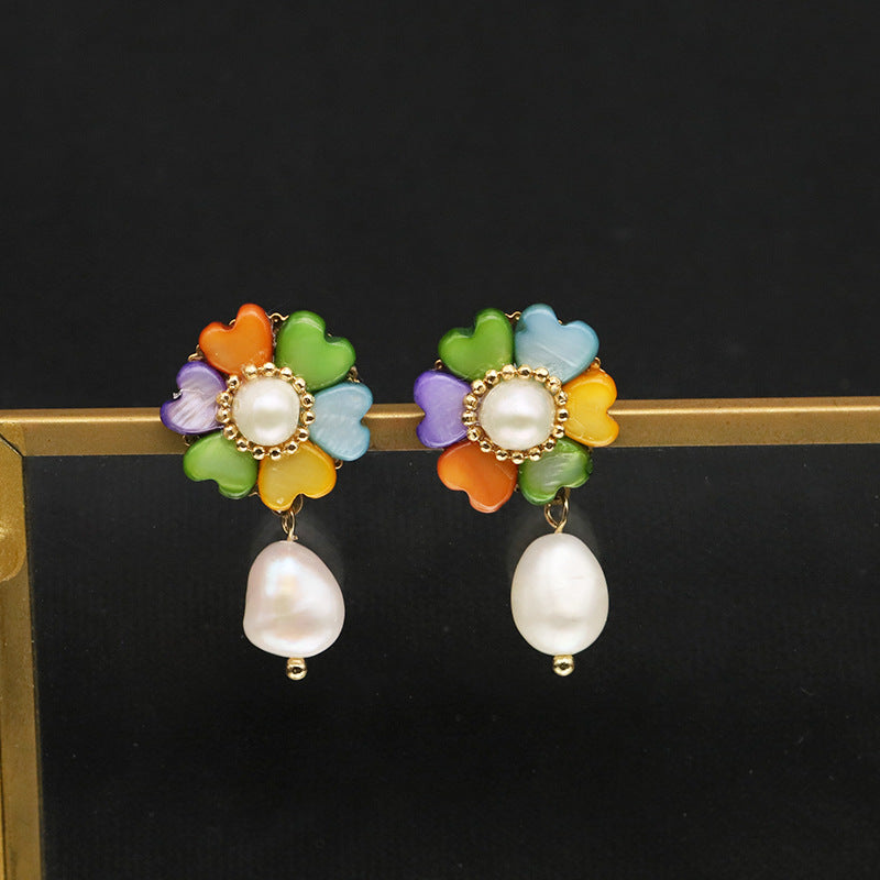 Genuine Freshwater Baroque Pearl Rainbow Clover Earrings (Limited Edition)