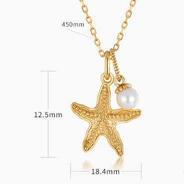 Collar de estrella de mar con perlas de agua dulce naturales genuinas