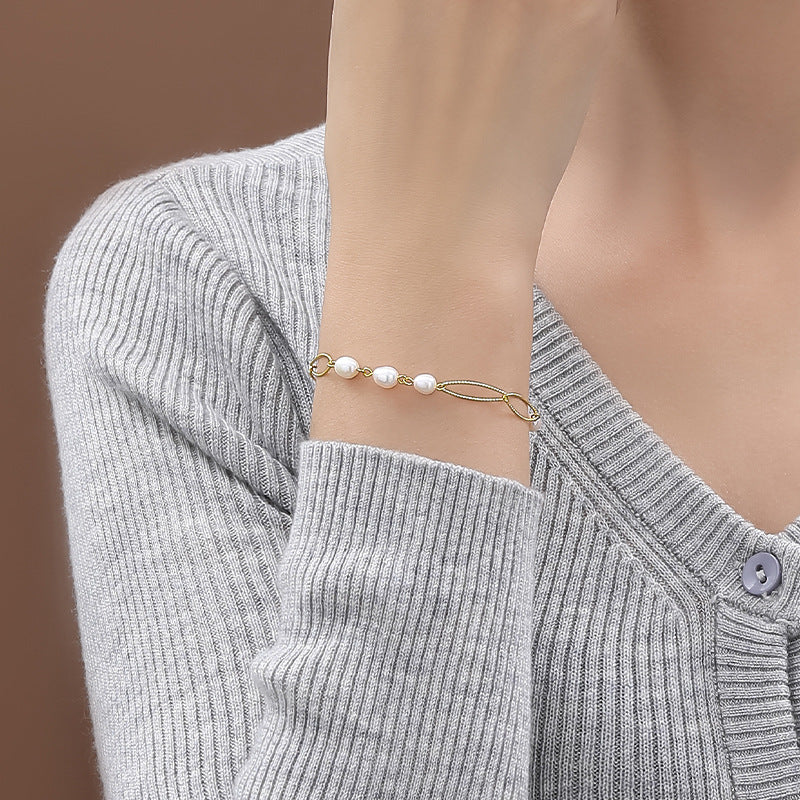 Bracelet boucle Dream en argent massif S925 avec véritable perle d'eau douce