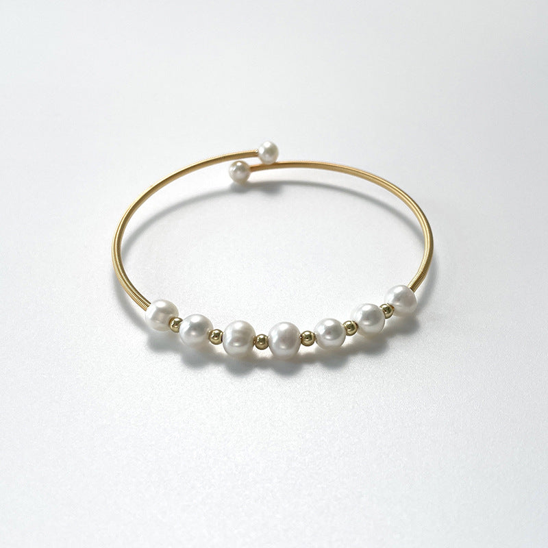 Genuine Freshwater Pearls Adjustable Open Bangle