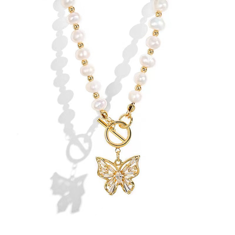 Genuine Freshwater Pearl Butterfly Necklace