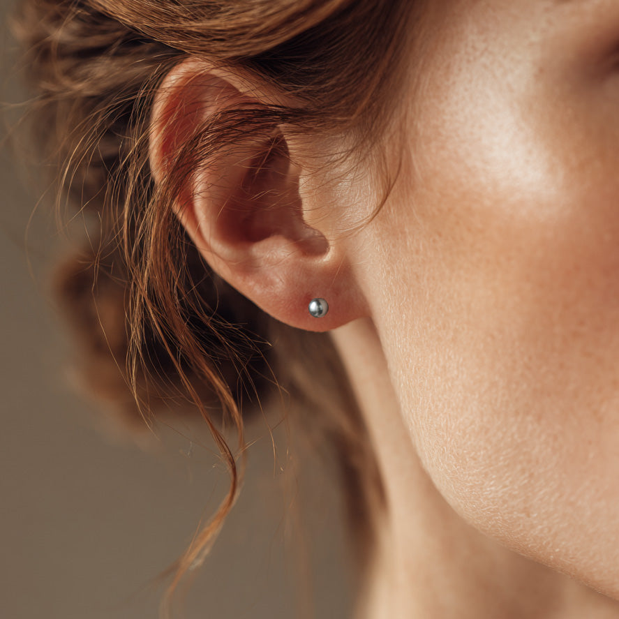 S925 Silver 4-8mm Akoya Madama Round Pearl Stud Earrings