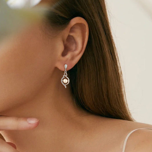 S925 Silver Genuine Freshwater Pearl Ocean Wave Earrings