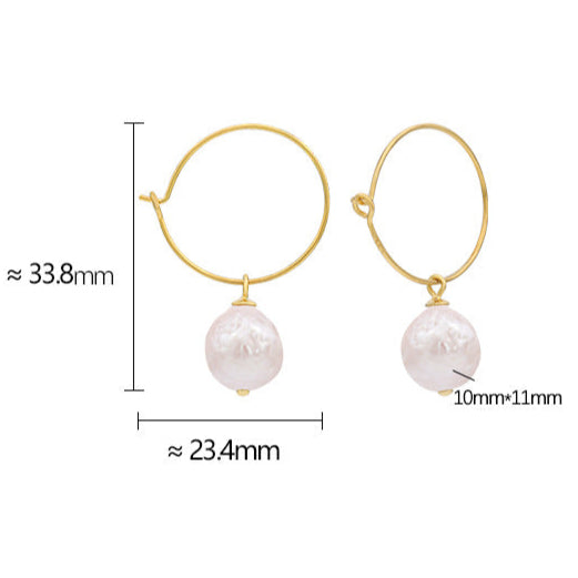 Genuine Baroque Pearl S925 Silver Sun Halo Earrings