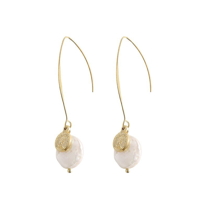 Genuine Baroque Pearl Coin Earrings