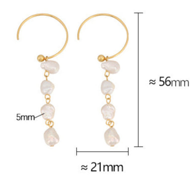 Boucles d'oreilles rosée en argent massif S925 avec véritable perle baroque