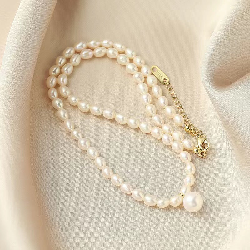 Collar de corazón puro con perlas de agua dulce genuinas