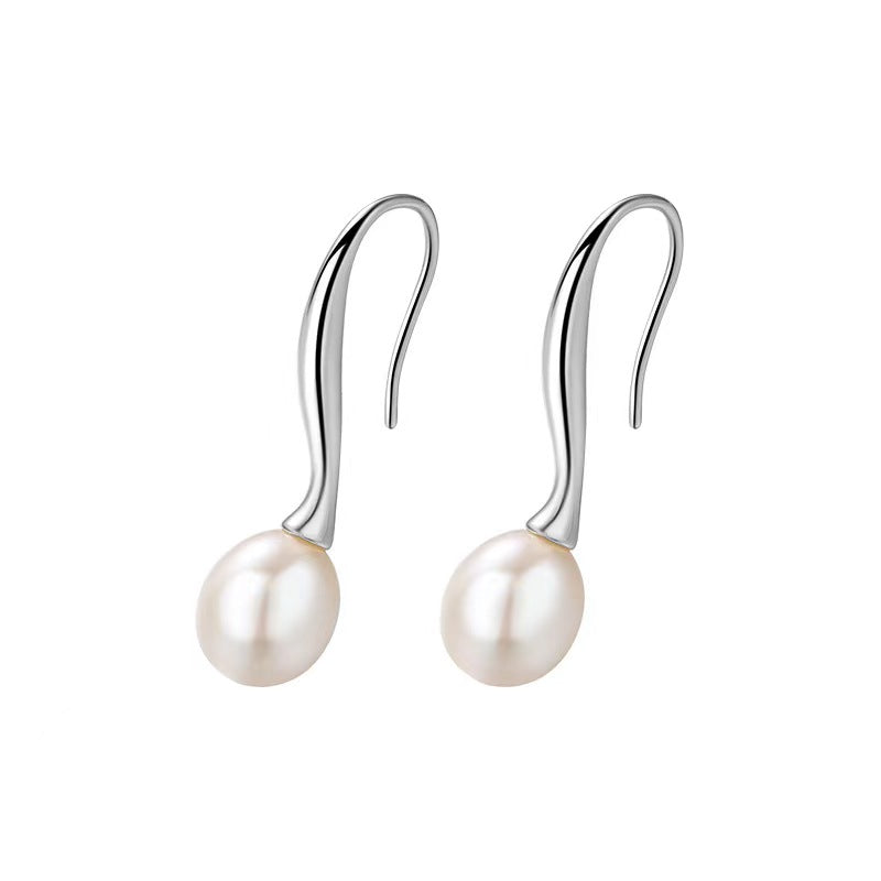 Boucles d'oreilles œil de mer en argent massif S925 avec véritable perle d'eau douce