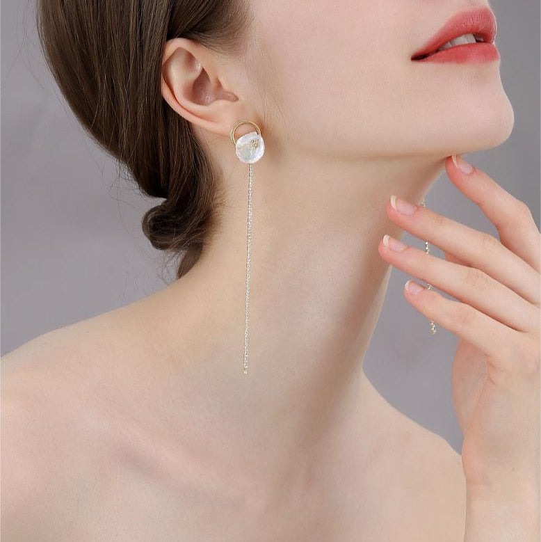 Boucles d'oreilles Love en perles d'eau douce véritables et cristal