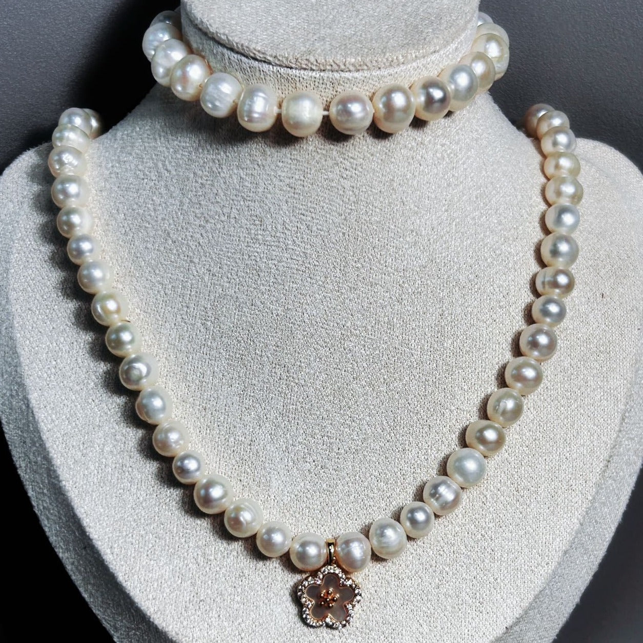 Conjunto de jardín de ensueño con perlas de agua dulce genuinas
