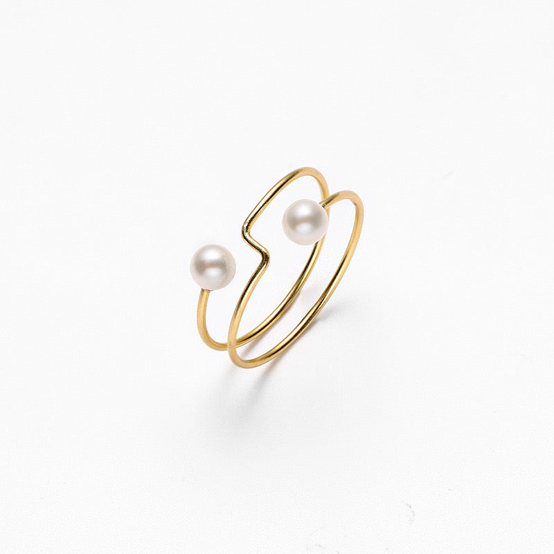 Bague labyrinthe en perles d'eau douce véritables