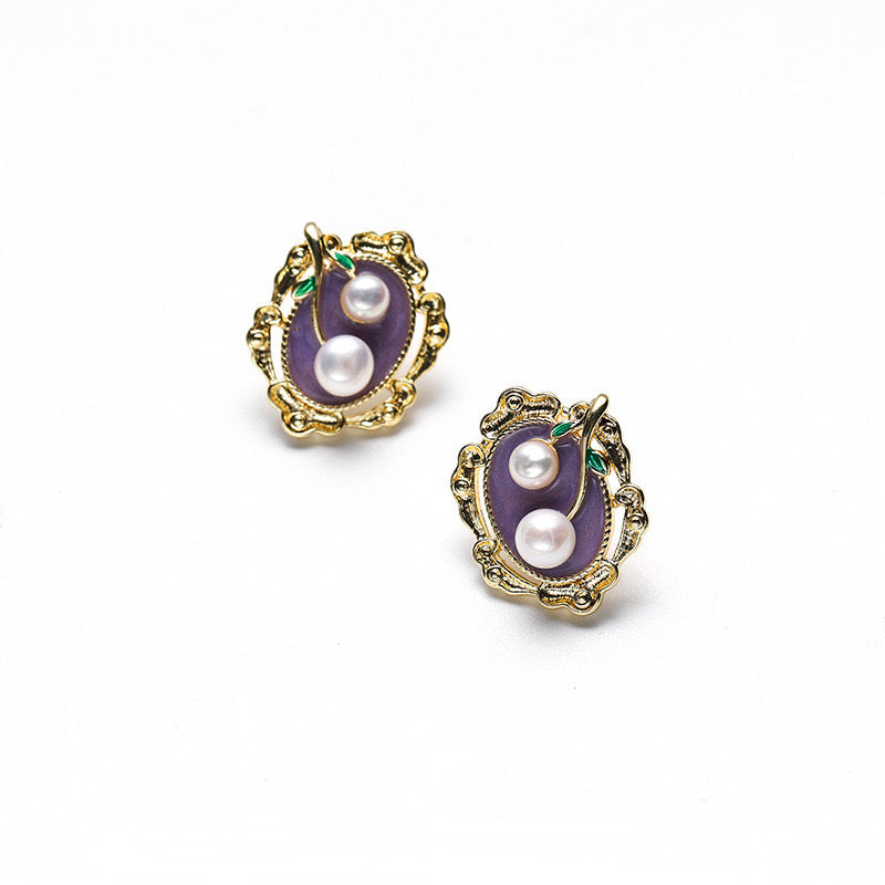 Boucles d'oreilles en perles d'eau douce véritables et peintes