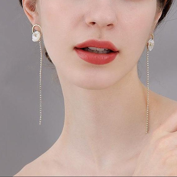 Boucles d'oreilles Love en perles d'eau douce véritables et cristal