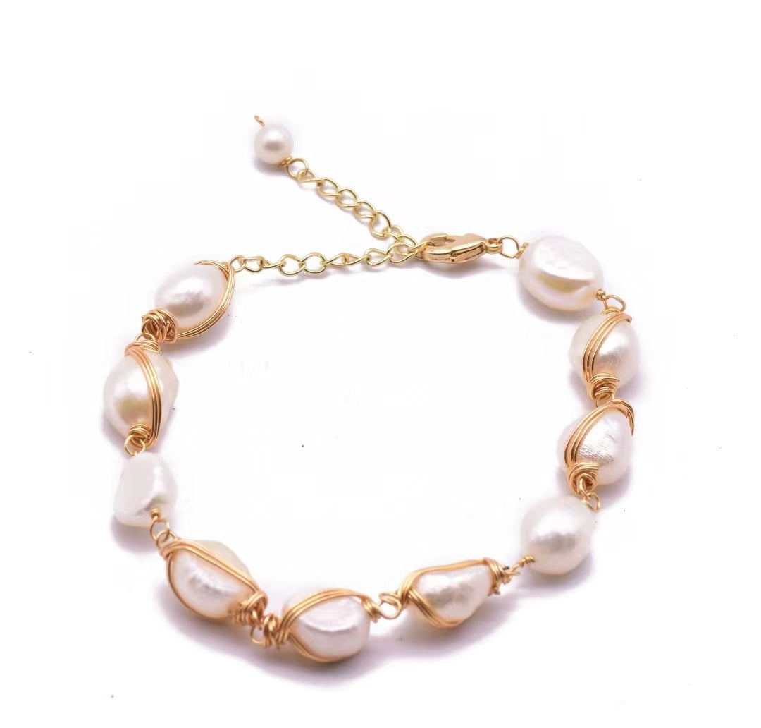 Pulsera Gaia de auténtica perla barroca de agua dulce (edición limitada)