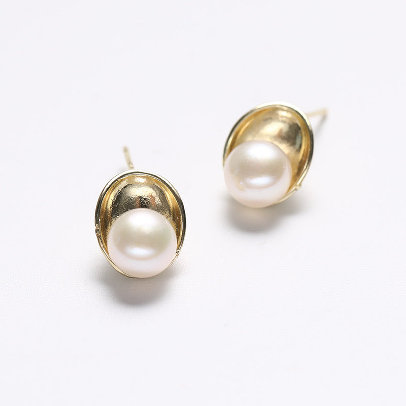 Pendientes de plata maciza S925 con perlas de agua dulce auténticas