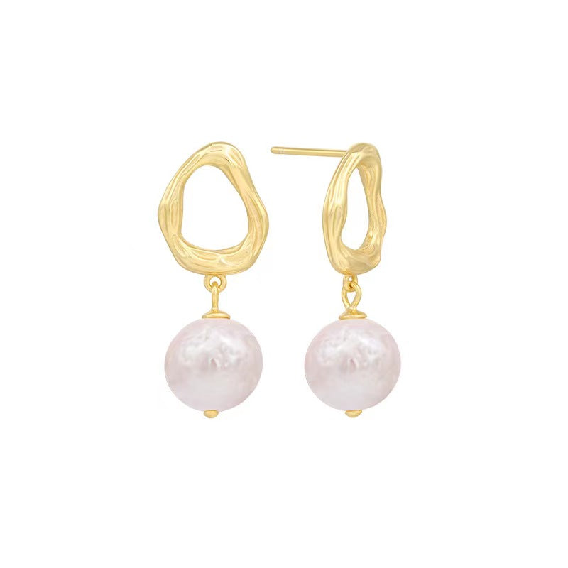 Boucles d'oreilles en argent massif S925 avec perles d'eau douce véritables et gouttes d'eau