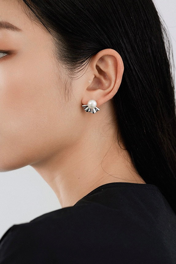 Boucles d'oreilles éventail japonaises en perles d'eau douce véritables
