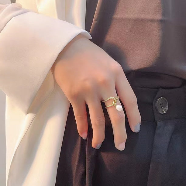 Bague nœud du destin en argent massif S925 avec perle d'eau douce véritable