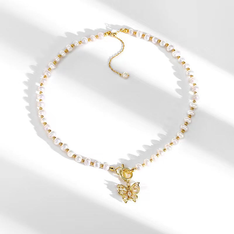 Genuine Freshwater Pearl Butterfly Necklace
