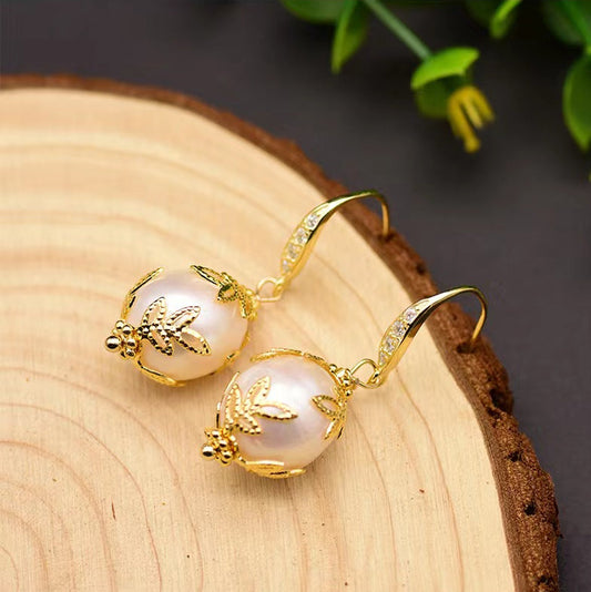 Boucles d'oreilles Borough en perles d'eau douce baroques véritables