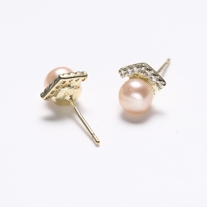 Boucles d'oreilles Smile en argent massif S925 avec perles d'eau douce véritables