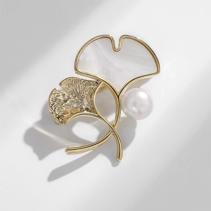 Collier en perles d'eau douce véritables gingko - Perles d'eau douce de 8 à 9 mm