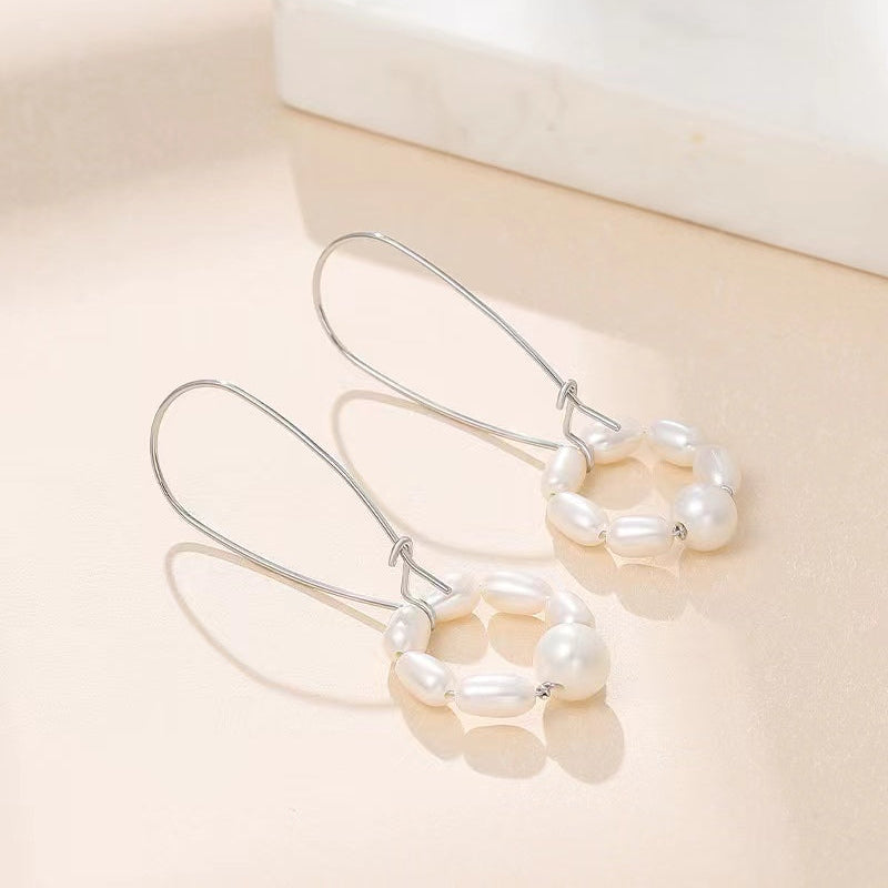 Genuine Freshwater Pearl S925 Silver Swaying Lily Earrings