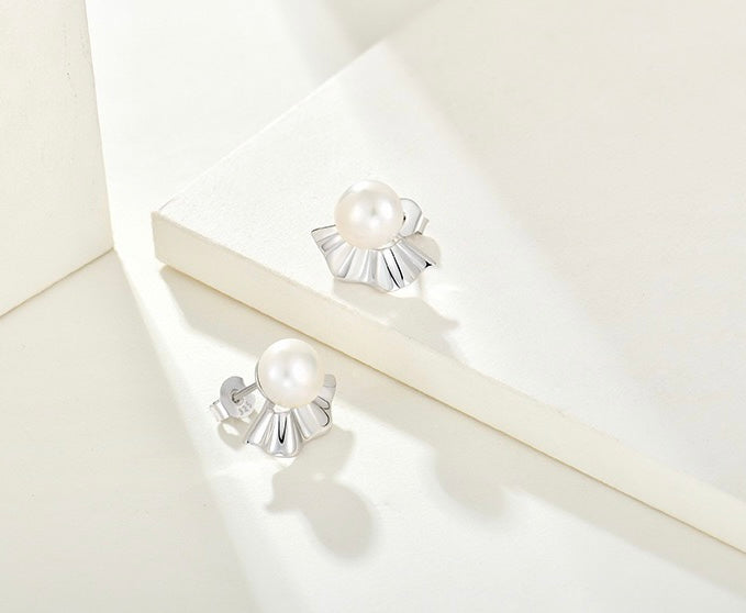 Boucles d'oreilles éventail japonaises en perles d'eau douce véritables
