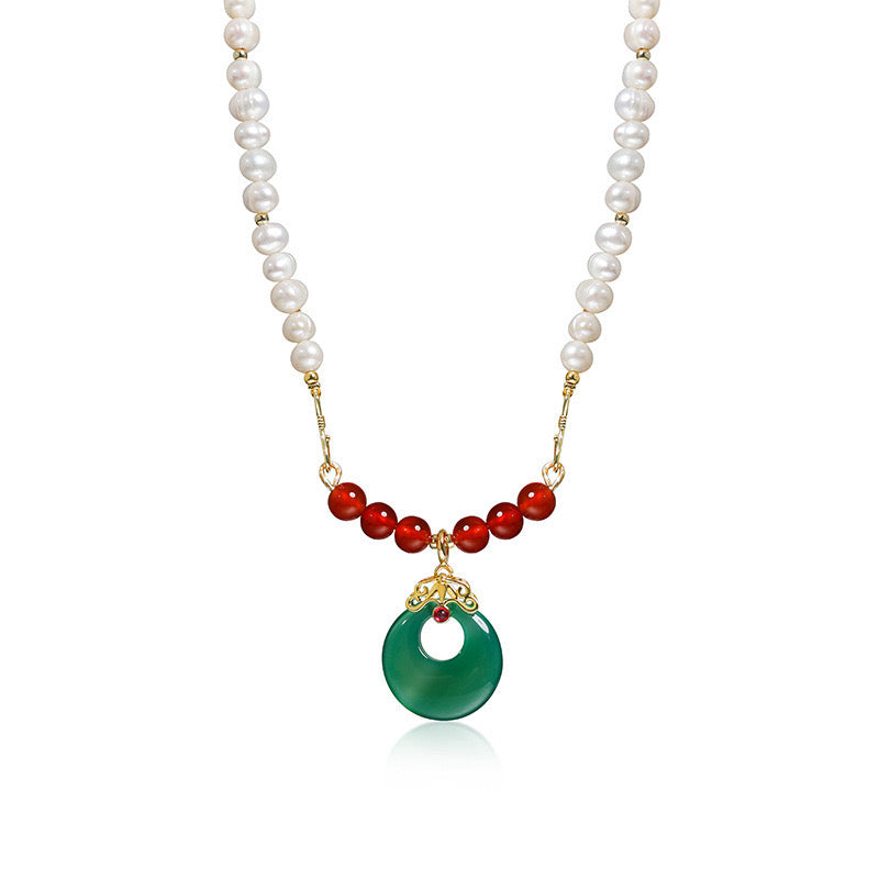 Collier en jade et perles d'eau douce véritables