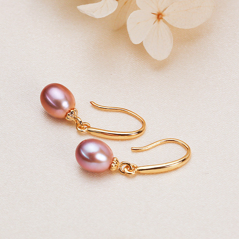 Brass Plated with 18K Gold Genuine Freshwater Pearl Candy Dew Earrings