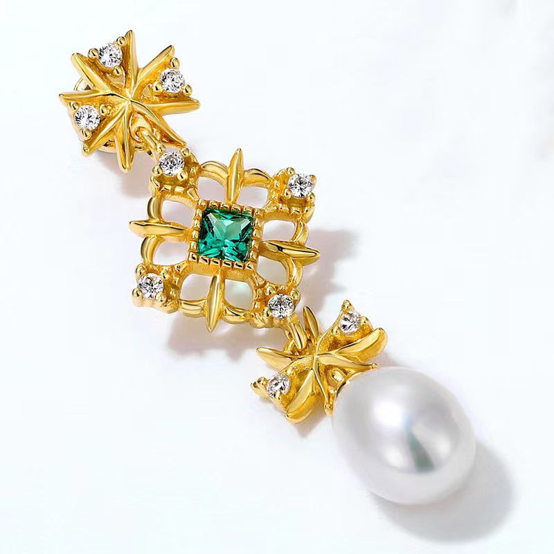 Boucles d'oreilles flocon de neige en perles baroques d'eau douce véritables