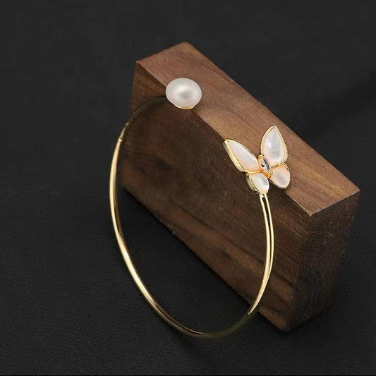 Bracelet papillon en perles baroques d'eau douce véritables (édition limitée)