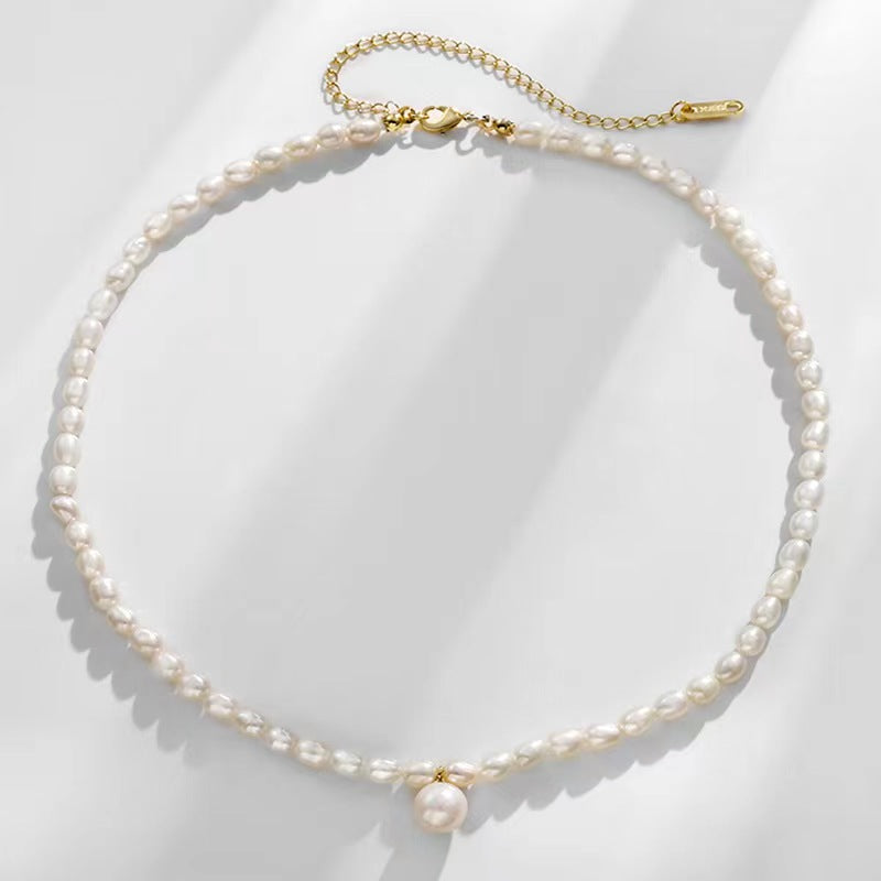 Collar de corazón puro con perlas de agua dulce genuinas