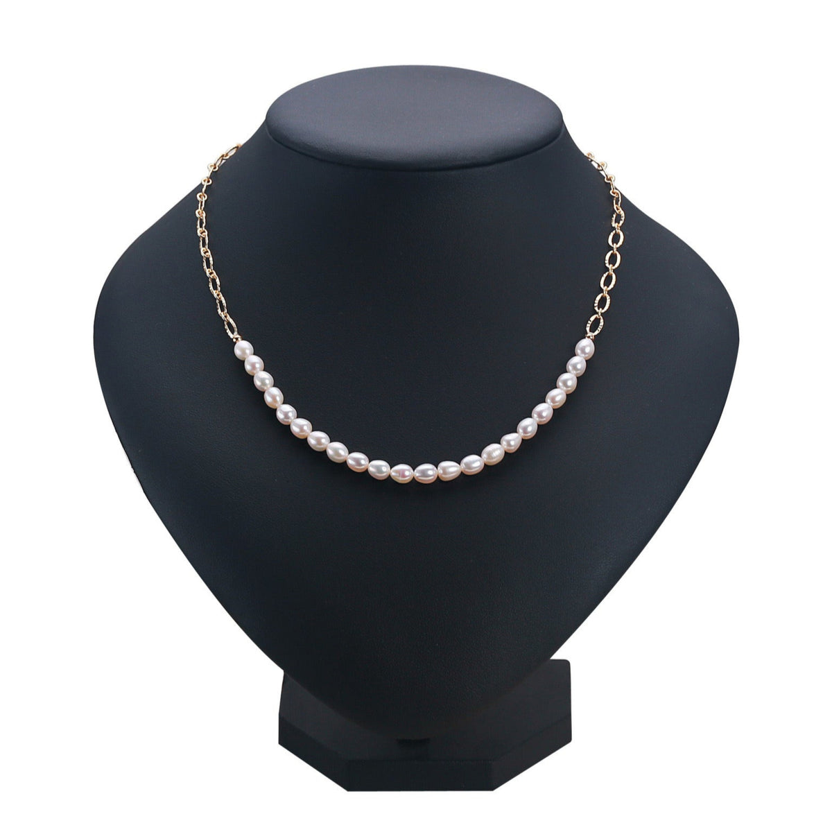 Brass Plated with 18K Gold Genuine Freshwater Pearl Lucy Necklace
