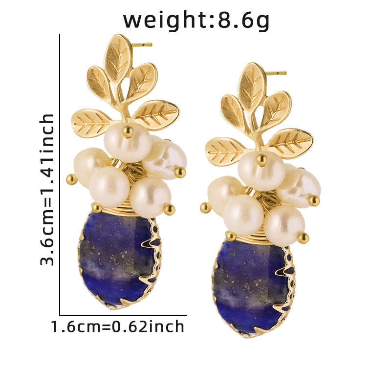 Genuine Freshwater Baroque Pearl & Lapis Lazuli Earrings (Limited Edition)