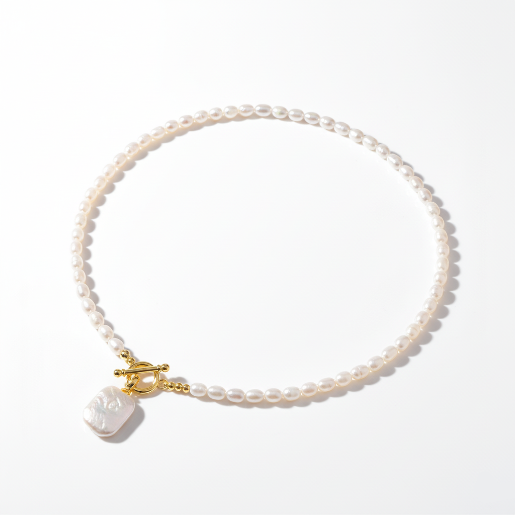 Freshwater Baroque Pearl Pendant Necklace – Beaded Collarbone Chain
