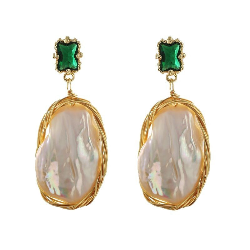 Genuine Freshwater Baroque Pearl Forest Earrings