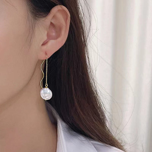 Genuine Baroque Pearl S925 Silver Greek Organ Earrings