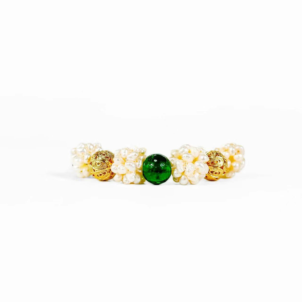 Freshwater Baroque Pearl & Green Agate Juno Bracelet